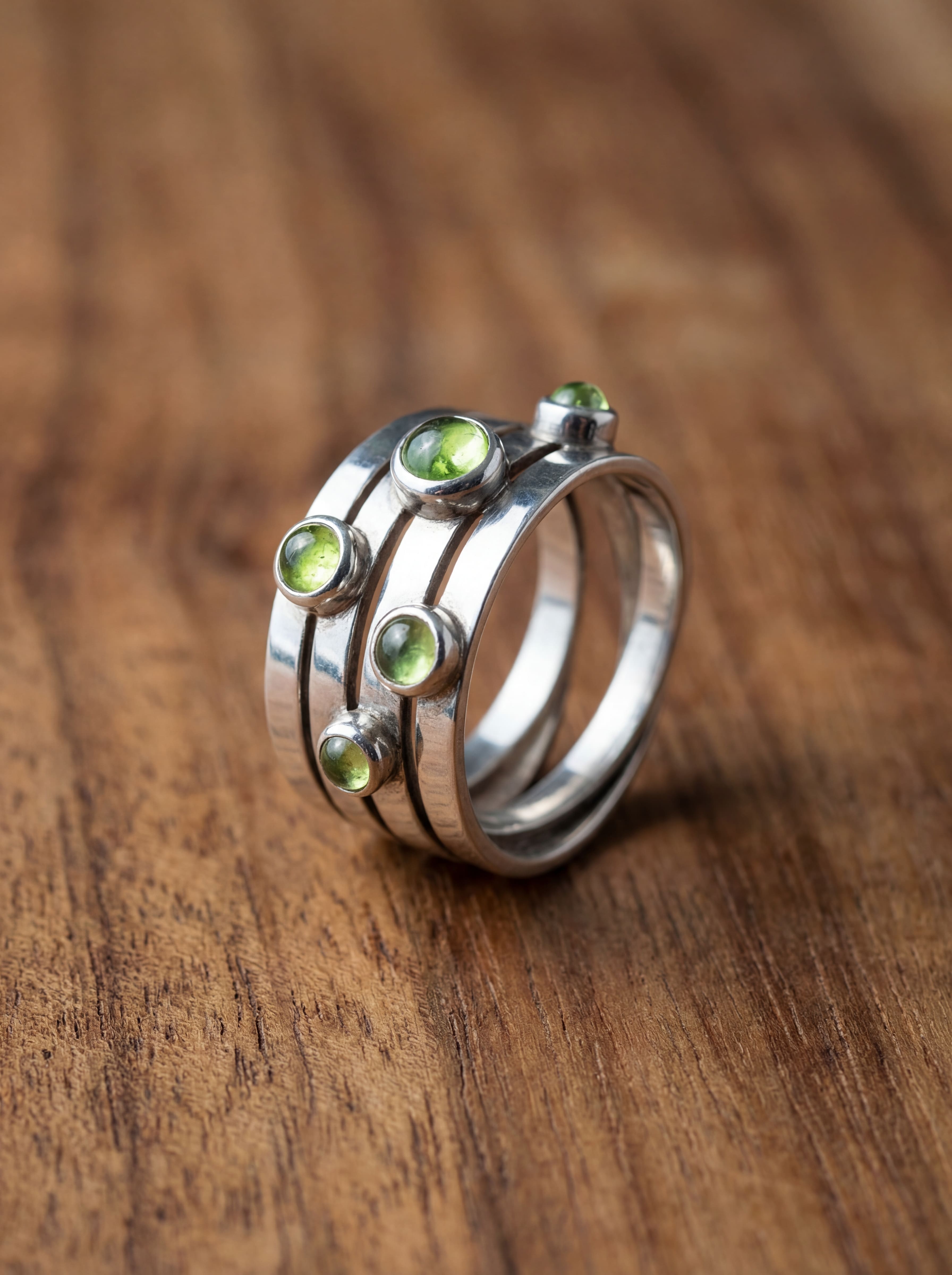 Multiple Cabochon Stone Stacking Ring